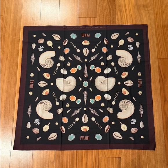 Luv Aj Accessories - Luv Aj Black Nautical Shell Print Scarf